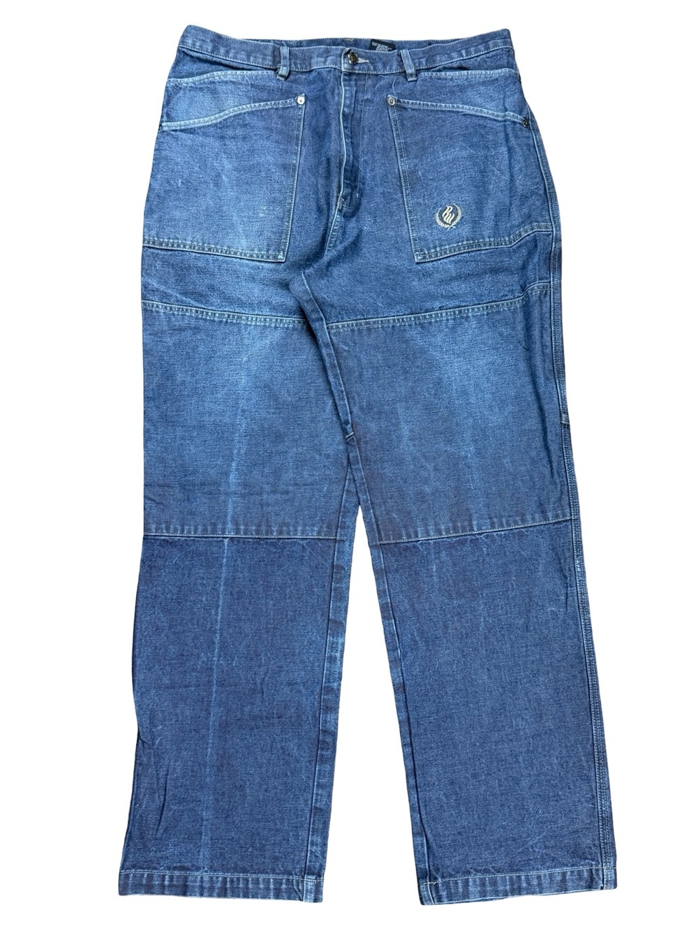 Vintage Y2K Rocawear Double Knees Baggy Streetwear Blue Jeans Size 40x34